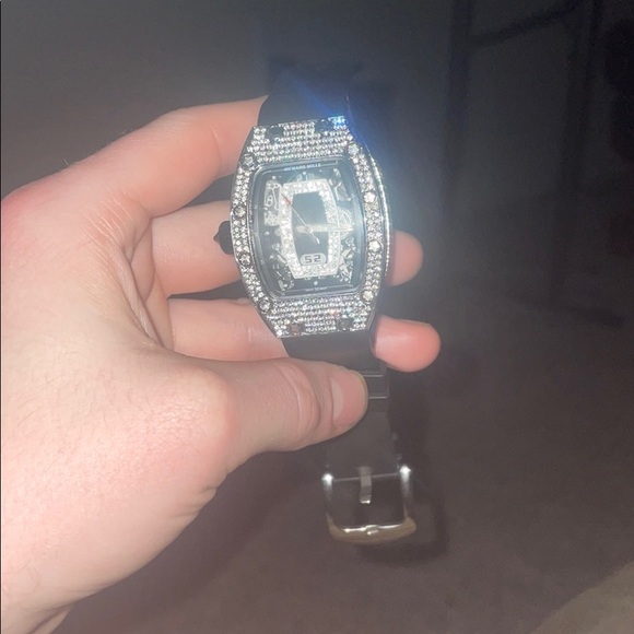 Iced out crystal and stainless steel watch. - Picture 3 of 6